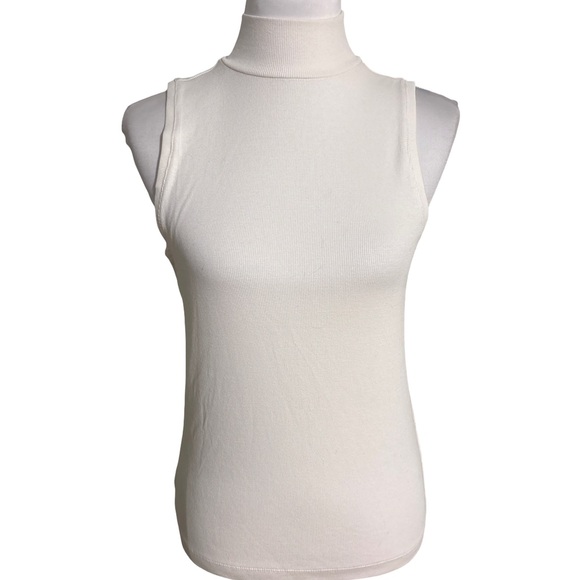 LOFT Tops - LOFT Cream Sleeveless Turtleneck Blouse